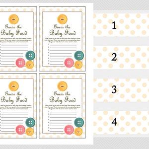 Baby Food Game, Baby Food Jar Labels, Baby food Sign, Cute as a Button Baby Shower Games Printables, Gender Neutral Baby Shower TLC22 image 2