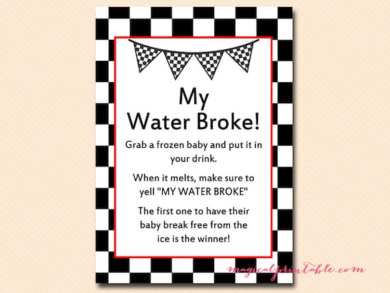 My water broke, frozen baby ice cube game, Instant Download, Racing Baby Shower Games, Car Baby Shower Games, TLC113 Il_570xn