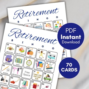 100x Cartões de Bingo de Aposentadoria, Bingo de Aposentadoria para Imprimir, Atividade de Aposentadoria, Jogo de Festa de Aposentadoria, Jogo de Aposentadoria, BS701