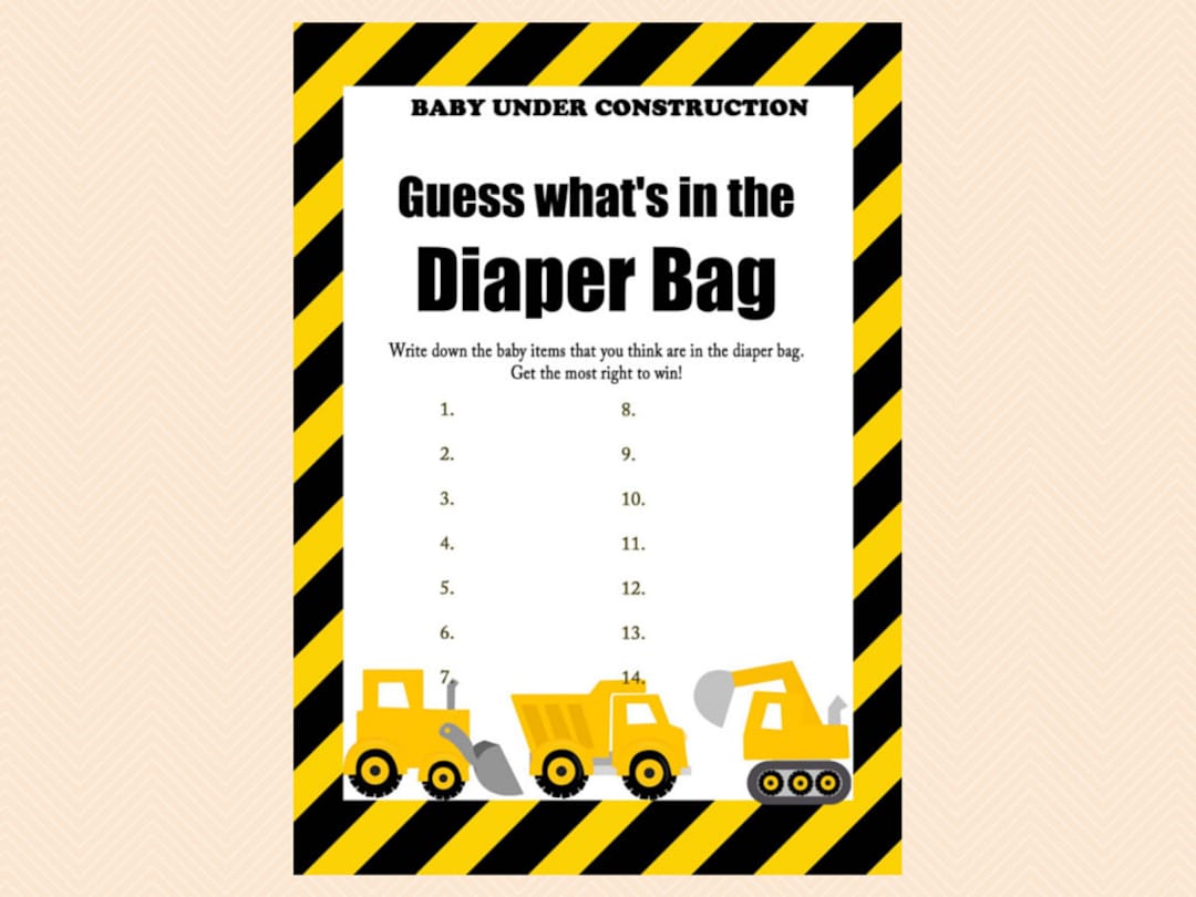 Guess What's in the Diaper Bag Game, Diaper Game Baby Shower Game ...
