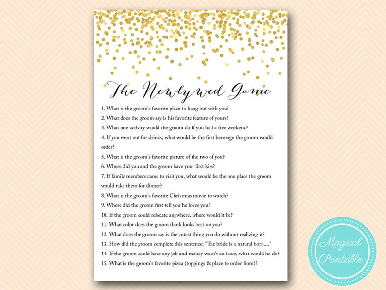 The Newlywed Game Bridal Shower Movie Love Quote Game Gold Etsy