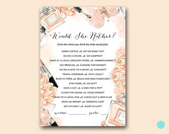 Parisian Bridal Would SHE rather bridal shower game, Who knows the Bride Best, Bridal Shower Game, Bridal Shower Games Download BS518