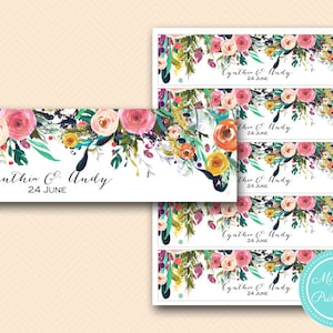 Etiquetas florales de botella de ducha de novia, etiquetas de botella de agua de boda, etiquetas personalizadas, etiquetas de ducha de bebé, boda BS138 tlc140 bs402 tlc402 BP138