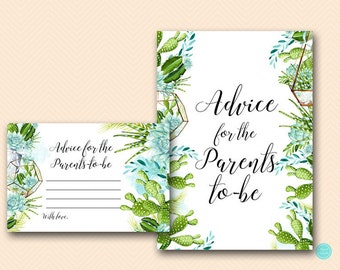 Succulent Baby Shower, Advice for Parents to be, advice for new parents, advice cards,  Baby Shower Games, Baby Shower Activities TLC519