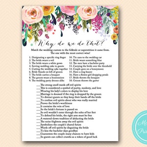 why do we do that, wedding tradition game, Chic Floral Bridal Shower Games, outdoor gardenChic, Flowers, Wedding Shower Games BS138 image 1