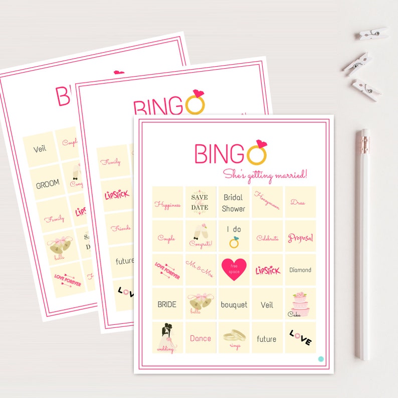 50 Virtual Bingo Bridal Shower Game JPEG File Email Bridal Etsy