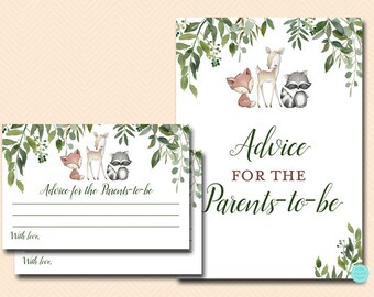 Woodland Baby Advice Cards For Baby Shower – Jungle Animals Theme, 50 Cards & Sign, Gender Neutral - View #10