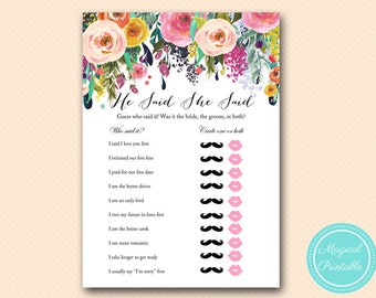 he said she said bridal game, who said it, garden Floral Bridal Shower Games, outdoor romantic garden, Flowers, Wedding Shower Games BS138