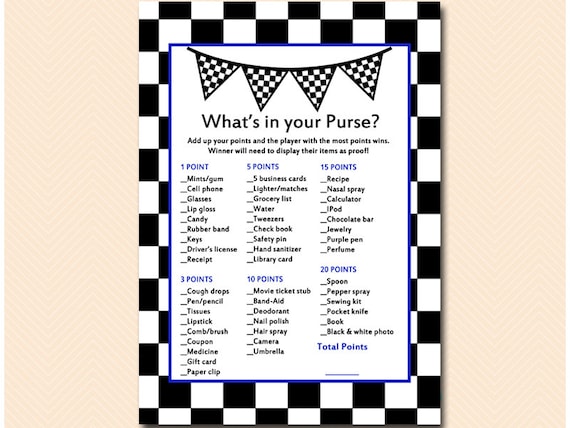 Blue What s In Your Purse Baby Shower Purse Game Instant Download 