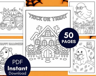 Halloween Coloring Pages, Happy Halloween Kids Coloring book Pages, Instant Download, Printable, Halloween Coloring, BP897