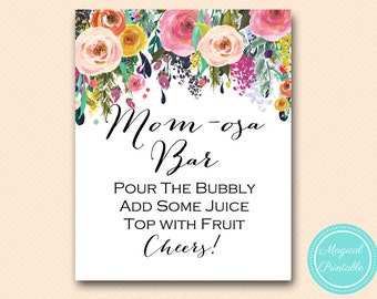 momosa bar baby shower sign, bubbly sign baby shower sign, mimosa baby Shower Signage, Printable baby shower mimosa Sign TLC140 SN34