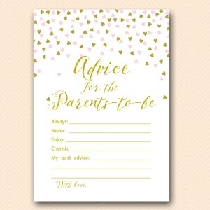 Baby Shower rosa e oro, Consigli per la futura mamma, consigli per la neo-mamma, consigli per i genitori, consigli per il biglietto del papà, consigli per la neonata TLC488P
