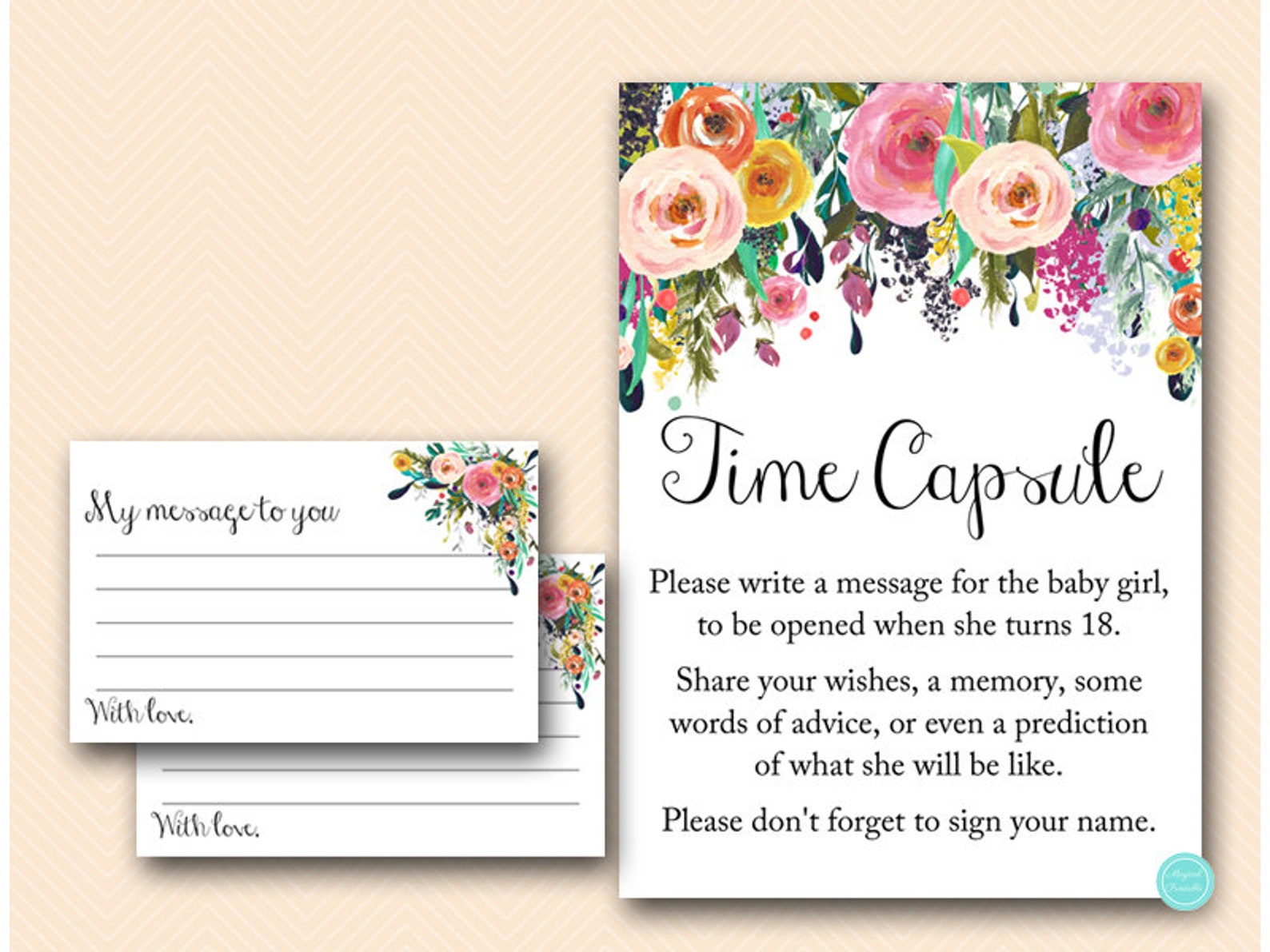 Garden Time Capsule Floral Baby Shower Time Capsule Sign Etsy