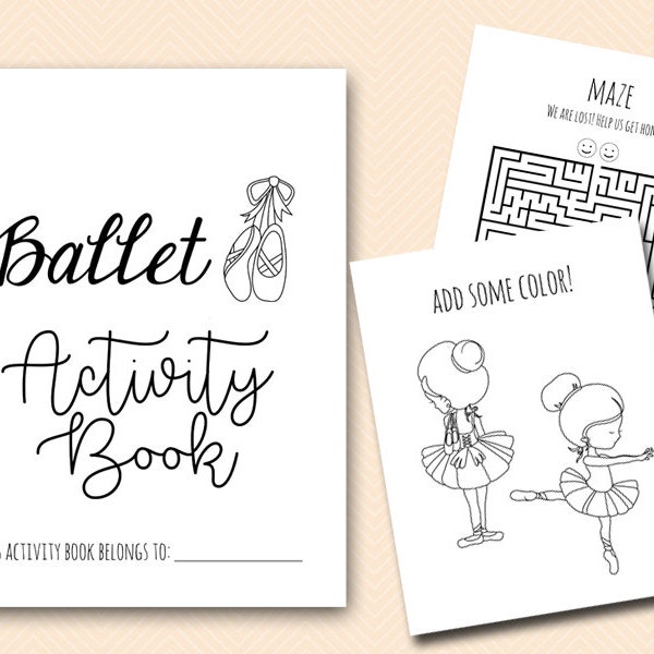 Ballet Coloring and Activities book Pages, Instant Download File, Kids Fun Book, Ballerina Birthday Party Gift, Ballet Coloring Book BP669e