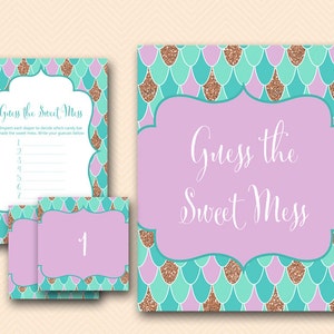 Mermaid Baby Shower Games, Guess the Sweet Mess, Dirty Diaper, Chocolate Bar Game, Baby Shower Games Download, Baby Shower Activities TLC516