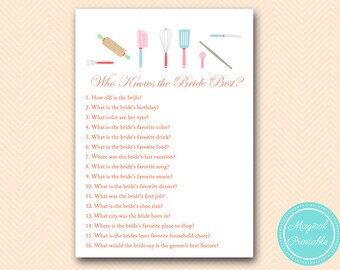 who knows bride best, who knows groom best, Kitchen Theme, Bridal Shower Games, Download Bridal Shower Games, Wedding Shower Games BS20