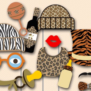 Print Yourself Jungle Photo Booth Party Props, Safari Photo Booth Props, Instant Download