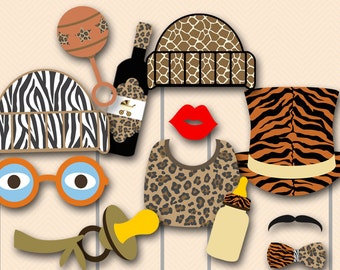 Print jezelf Jungle Photo Booth Party Props, Safari Photo Booth Props, Instant Download