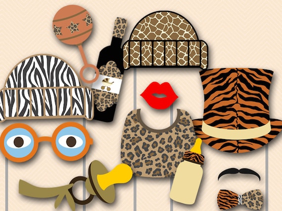 Print Yourself Jungle Photo Booth Party Props, Safari Photo Booth Props, Instant Download