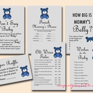 Teddy Bear Baby Shower Games Printables, Baby Shower Game Pack, Baby shower Games for Boys TLC33