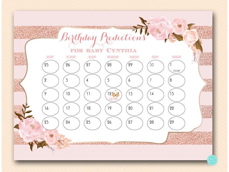 Girl Baby Prediction Calendar Baby Prediction Calendar Baby | Etsy