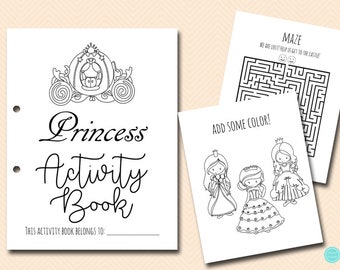 Princess Coloring and Activities book Pages, Instant Download File, Kids Fun Book, Princess Birthday Party Gift, Princess Color Book BP669m