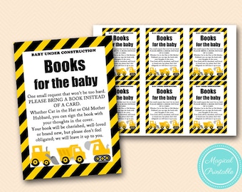 Books for the Baby Card, Bring a book instead of a card insert, bring a book baby shower insert, Construction Baby Shower Games TLC20