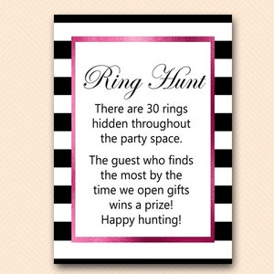 Ring Hunt, Hot Pink Glitter Bridal Shower Games, Ring Hunt Game, Look for Rings, Ring Game, Bridal Shower Ring Hunt BS500