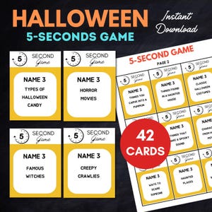 Juego de Halloween de 5 segundos, Actividad imprimible de Halloween, Juego para fiesta de Halloween, Juegos divertidos de Halloween, Juego familiar para fiesta de Halloween, bp809