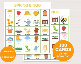 Cartes de bingo de printemps, bingo de printemps à imprimer, bingo de printemps, jeu de fête de printemps, jeux de printemps en classe, jeu de bingo pour la fête de Pâques, bs701