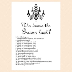 Who knows the Bride Best, Who knows the Groom Best, How well do you know the bride abd groom, Bachelorette, Wedding Shower Games BS43