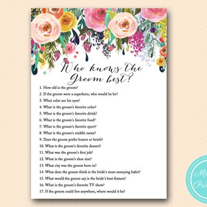 who knows groom best, how well do you know groom, whimsical garden Bridal Shower Games, pink garden, Flowers, Wedding Shower Games BS138