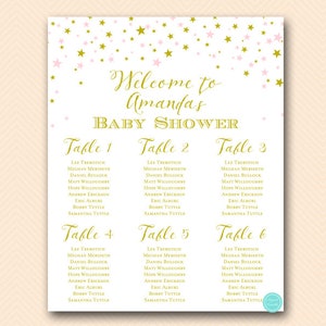 Gold Twinkle Little Stars Baby Shower Table Seating Chart, Printable Seating Chart, Find your Seat, Stars Baby Shower Poster TLC579 image 3