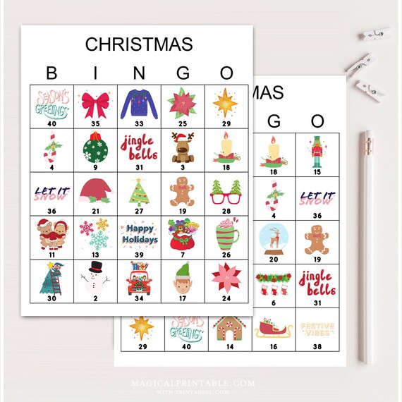 100x Christmas Bingo Cards, Printable Christmas bingo, Christmas Party Game, Fun Christmas games, bingo game for Christmas Party, bs701 2 Il_570xn