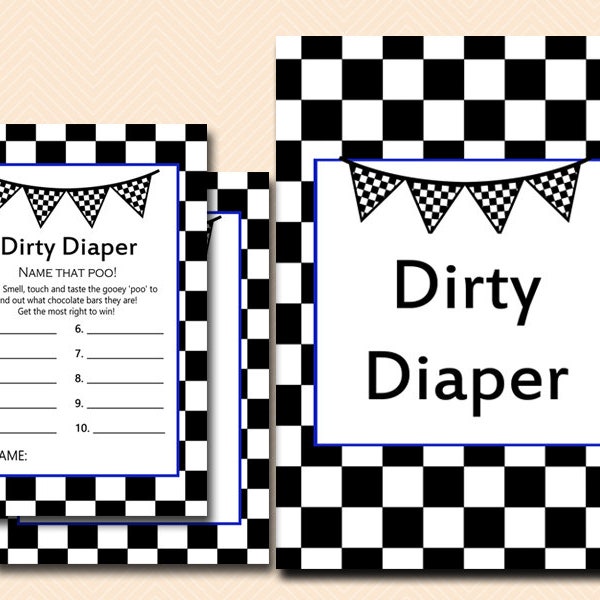 Racing Baby Shower Games, Dirty Diaper Game, Dirty Diaper, Guess the Sweet Mess, Baby Shower Candy Bar Games, Baby Shower Activities TLC113