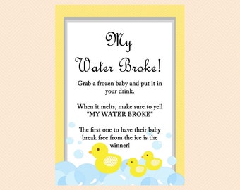 twins, My water Broke Game Sign, Frozen baby game, ice cube game, Rubber Duck Baby Shower Game Printables, Gender Neutral Games, TLC35