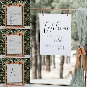 Minimalist Wedding Signs, Editable Template, Minimalist, Printable Wedding Signs, Instant Download, Wedding Signs, BP825 canva