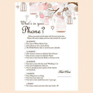 What's in your phone game, cellphone game, phone hunt, Phone Game, Bridal Shower Game Printables, Bachelorette, Wedding Shower Games BS42
