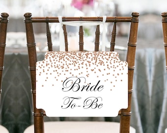 Rose Gold Bride Chair Sign, Bride to be Chair Banner, Bridal Shower Decoration, Bridal Shower Chair Banner, Bride To Be Sign. BS155