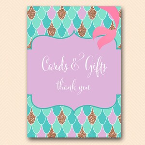 Mermaid Cards and gifts sign, Cards and Gifts Printable, Thank you Sign, Bridal Shower Decorations, Baby Shower Decorations TLC516 BS516