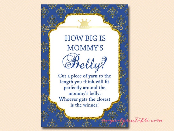 how big is mommy's belly game, Prince Baby Boy, Royal Prince Baby Shower Games Printable, Baby Shower, Guess The Bump Game TLC109 Il_570xn