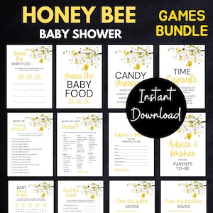 Honey Bee Baby Shower Games Printable, Instant Download, Honey Bee Baby Shower Games, Gender Neutral, Sweet Bee Baby Shower, TLC185