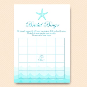 Juego de bingo nupcial, tarjetas de bingo de regalo, náutica, mar, juegos de despedida de soltera con tema de playa, juegos de despedida de soltera, despedida de soltera BS28