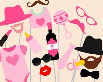 Stampa te stesso Ragazza Baby Shower Photo Booth Puntelli per feste
