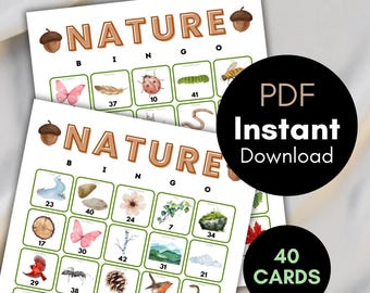 Bingo de Naturaleza, Bingo de Camping, Tarjetas de Bingo de Naturaleza Imprimibles, Juego de Fiesta de Naturaleza, Bingo al Aire Libre, Búsqueda del Tesoro de la Naturaleza, Juego de Naturaleza, bs701 n10