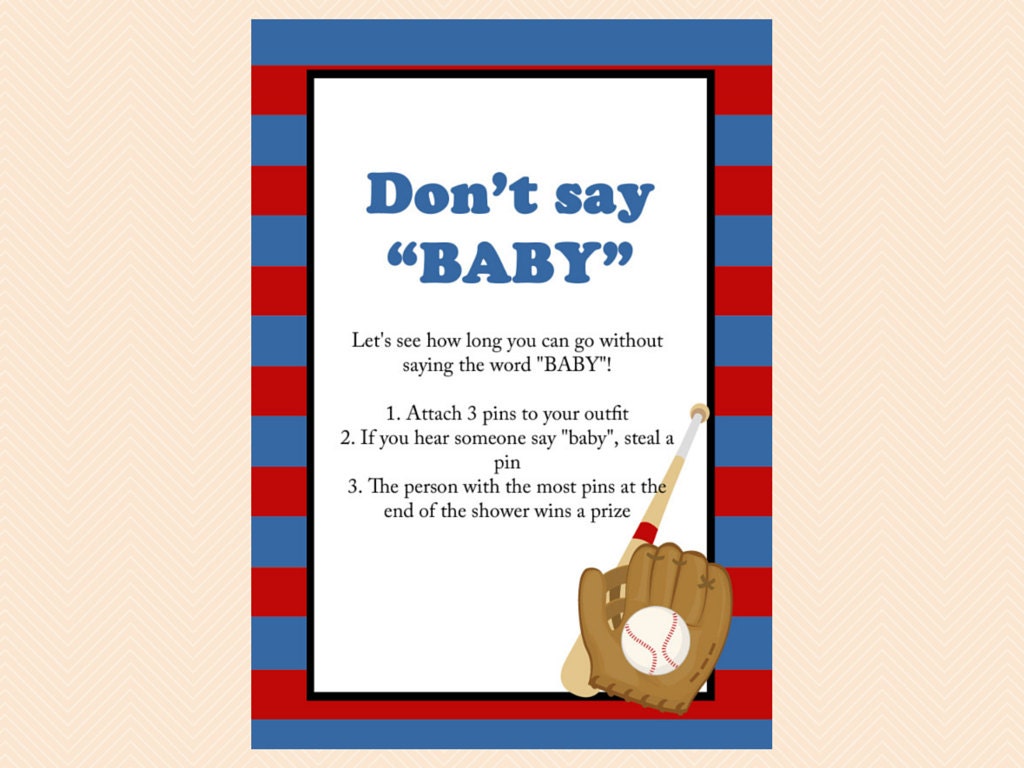 Don't Say Word BABY Sign Pin Game Navy Red Baseball Baby - Etsy