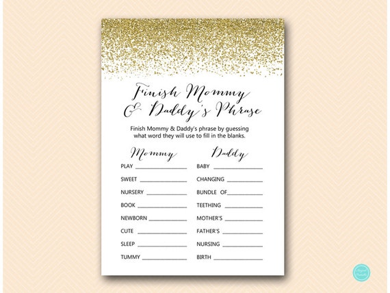 Finish Mommy and Daddy's Phrase, Finish the phrase Game Printable, Coed ...