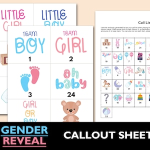 100x Tarjetas de bingo de revelación de género, bingo de baby shower imprimible, juego de premio de revelación de género, bingo para bebés divertido, tarjetas de bingo para él o ella bs701
