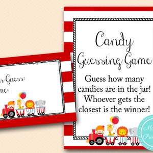 how many candies, guess how many in jar, Carnival Baby Shower, Circus Baby Shower Games & Activities, Instant Download Printable TLC145