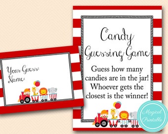 how many candies, guess how many in jar, Carnival Baby Shower, Circus Baby Shower Games & Activities, Instant Download Printable TLC145